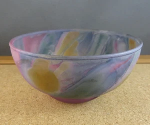 Rueven Nouveau Frosted Satin Pink Watercolor Art Glass Desert Ice Cream Bowl 5" - Picture 1 of 19
