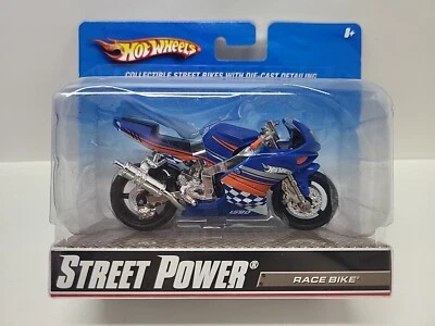 New 2009 Hot Wheels 1:18 Street Power Race Bike Motorcycle Blue/Orange - Image 1 of 4