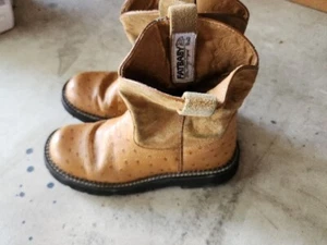 Ariat Fat Baby Boots Women Size 7B Ostrich Print Brown Leather Suede Top #14728 - Picture 1 of 5