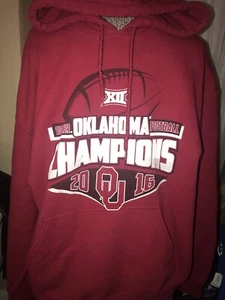 OKLAHOMA SOONERS FOOTBALL Hoodie Sweatshirt BLUE 84 LARGE 2016 Champions Comfy - Picture 1 of 5