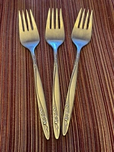 International WM Rogers Deluxe Stainless IS USA Flatware Baroness 3 Salad Forks - Picture 1 of 6