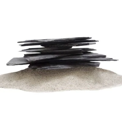 Aquarium Natursteine Schieferplatten Deko schwarz grau 1 Stück 1,4-2,0 kg Nr.50
