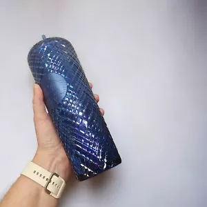 STARBUCKS 2022 Holiday Azure Blue Jeweled Studded Tumbler 24Oz Iridescent - Picture 1 of 6