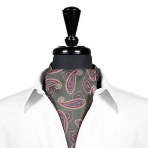 Ascot Krawatte Seide grün rot blau Paisley formell Hochzeit Party Krawatte Schal - Bild 1 von 2