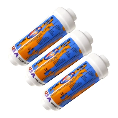 Omnipure K2355-BB Inline DI Resin 6x2 DI Mixbed Filter Elbow 1/4" FPT 3pk - Image 1 of 2