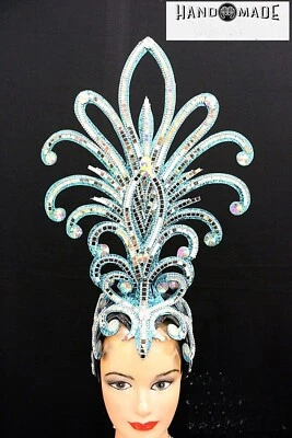 Tocado colorido cristal y estrás carnaval cabaret arte asiático tailandés Foto 1 de 4