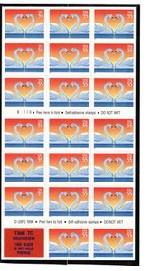 SC# 3124, 1997--55c Love Swans, Booklet Pane of 20, M/NH - Picture 1 of 1