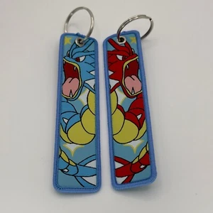 Pokémon Shiny Gyarados & Gyarados Jet Tag Double-Sided Embroidered Keychain - Picture 1 of 3