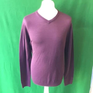 Mens Dunning Merino Wool V-Neck Plum Golf Sweater -  Small 40-42" - Picture 1 of 3