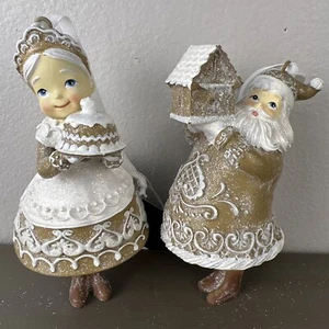 Bakery Santa & Mrs. Claus Kuchen Lebkuchen neutral Weihnachtsschmuck Set 5" Neu mit Etikett - Bild 1 von 9