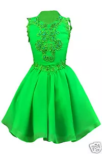 NEWTODDLER GIRL PAGEANT DANCE PARTY SHORT DRESS GREEN YELLOW - Picture 1 of 8
