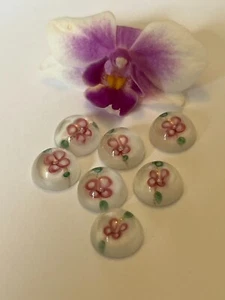 Vintage Flatback Cabochon Rose flowers 12mm Round CRAFT Pack of 8 - Picture 1 of 4