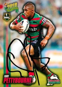 Signed 2010 SOUTH SYDNEY RABBITOHS NRL Card EDDY PETTYBOURNE - Picture 1 of 2