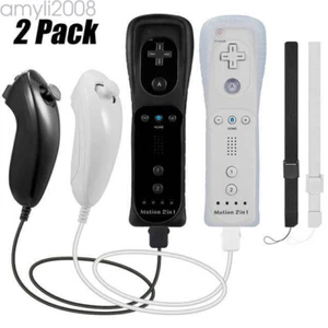 2Set Wii Remote Controller Motion Plus&Nunchuck for Wii/Wii U Console Video Game - Picture 1 of 14