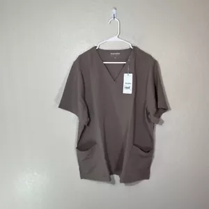 Mandala Scrub Top Womens 3XL V Neck Short Sleeve Macchiato Medical Nurse NEW - Picture 1 of 6