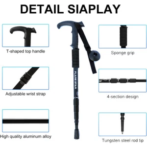 Pair of 2 Trekking Poles Walking Hiking Sticks Anti-shock Adjustable Alpenstock - Picture 1 of 26