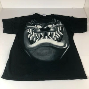 Y2k Looney Tunes Shirt Large Black & Grey Taz Big Face Graphic Print Tee Shirt - Picture 1 of 10