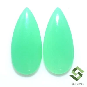 Coppia cabochon pera crisoprasio naturale certificata 14x7 mm 4,54 CTS gemme sfuse - Foto 1 di 6