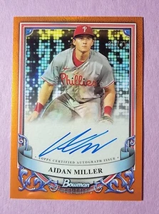 2024 Bowman Sterling PA-AM AIDAN MILLER On Card Auto /75 ORANGE Border Refractor - Picture 1 of 3