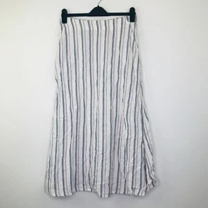 Caslon Womens XS Skirt Ivory Purple James Striped Slit Linen Blend Midi NWT BT16 - Picture 1 of 5