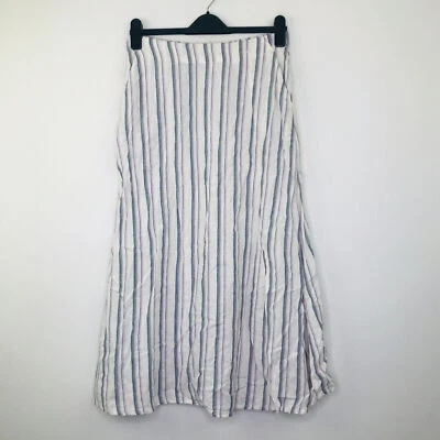 Falda midi Caslon XS para mujer marfil púrpura James a rayas abertura mezcla de lino nueva con etiquetas BT16 Foto 1 de 4
