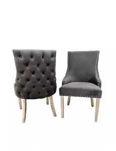 Set of 2 Kensington Luxury Velvet Dining Chairs With Chrome Legs - Picture 1 of 4
