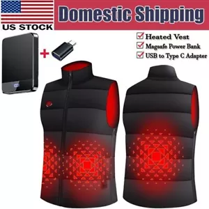 Graphen elektrisch USB beheizbare Weste Jacke Herren Damen Heizung Thermomantel + Akku - Bild 1 von 22