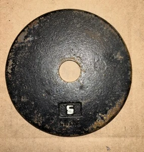 Placa de peso única estilo panqueque de 5 libras tamaño estándar vintage - Imagen 1 de 2