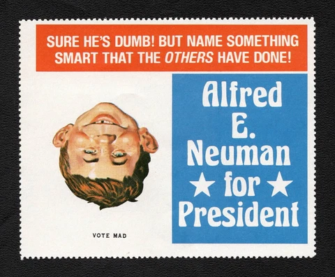 1980 MAD Magazine Alfred E. Neuman For President Inverted Image Error US Stamp Cover