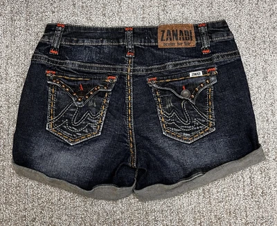 Шорты Zanadi для подростков размер 9 синие эластичные джинсовые с манжетами подол с заклепками откидные карманы - Изображение 1 из 4