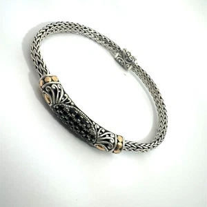 Samuel B Sterling Silver and 18k YG Pave Black Spinel Tulang Naga Bracelet - Picture 1 of 5