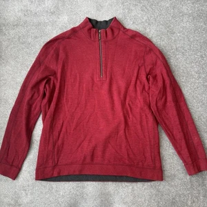 Suéter Tommy Bahama Para Hombres XLT Alto Rojo Gris Reversible Cuarto Cremallera Pullover - Imagen 1 de 11