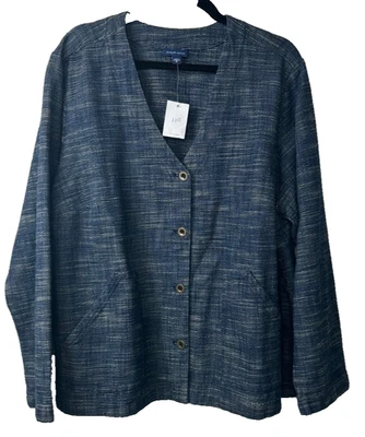 NUEVA J. Jill Pure Jill Mujer 2X Chaqueta Texturizada Índigo En Lavado Arándano C26 Foto 1 de 4