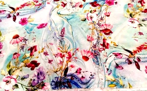 Tela Misty Garden #22435 Lara Skinner Robert Kaufman rosa aguamarina floral por comprar - Imagen 1 de 5