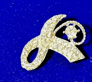 Multi White Rhinestone Vintage Pin 2”  - Picture 1 of 6