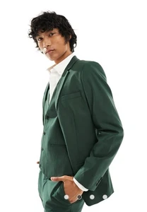 "Chaqueta de traje ajustada de 2 botones de ASOS DESIGN, verde oscuro 42"" pecho regular nueva con etiquetas" - Imagen 1 de 11