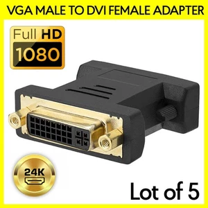 Adaptador convertidor conector analógico 5 piezas DVI-A hembra a VGA macho para monitor de PC - Imagen 1 de 3