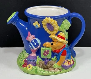 Disney Winnie the Pooh regadera azul cerámica maceta floral lechón de ojos - Imagen 1 de 9