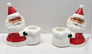 Vintage Japan 2er Set Weihnachtsmann Weihnachten Kegel Kerzenhalter im Beutel - Bild 1 von 22