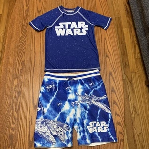 Star Wars Boys Swim Trunks & Rash Guard Shirt Size 5 - Picture 1 of 5
