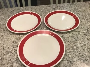 Lot of 3 Vintage CORELLE Corning URBAN RED 10 1/4" DINNER PLATES - Picture 1 of 5