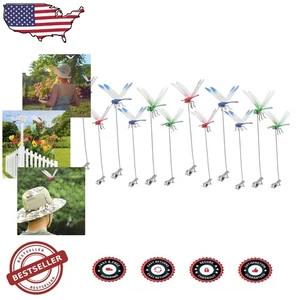 Dragonfly Garden Stakes 12pc, 3D Decor, Fly Deterrent, Deer Horse Bird Scare - Picture 1 of 9