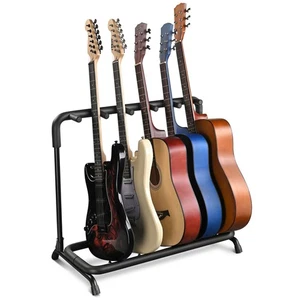 5 Porta Chitarra Rack Stand Pieghevole Stage Storage Organizza Basso Acustico Supporto DJ - Foto 1 di 9