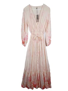 NEW River Island Belted Maxi Dress Size 8 Pink Floral Tagged £45 Suit Tall - Picture 1 of 12