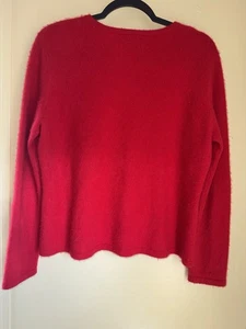 Suéter Lands End para mujer XL rojo cachemir pulóver manga corta cuello redondo liso - Imagen 1 de 10