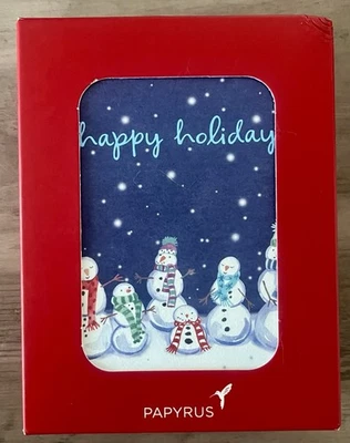 20 PAPYRUS notecard red envelope CHRISTMAS WINTER holidays SNOWMEN WOMEN KIDS - Image 1 of 3