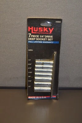 Husky Professional #44002 7 Piece 1/4" Drive Deep Socket Set Vintage 1992 - Image 1 of 2
