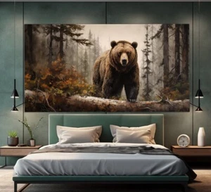 Grizzly Bear in Misty Forest Canvas Unframed & Limited Edition Paint Touch-up - Bild 1 von 2