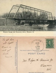 POSTAL ANTIGUA WINSLOW IL BRIDGE & PECATONICA RIVER 1909 - Imagen 1 de 1