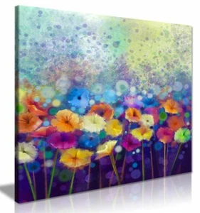 Abstrakt Blumen Blume Aquarell Natur Gemälde Leinwand Wandbild Bild Druck - Bild 1 von 5